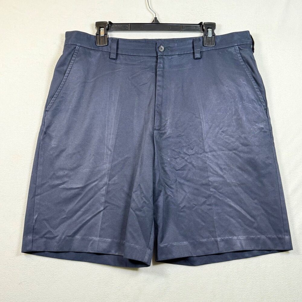 IZOD Golf Shorts Mens 36 Blue Flat Front Performance Polyester 9" Inseam